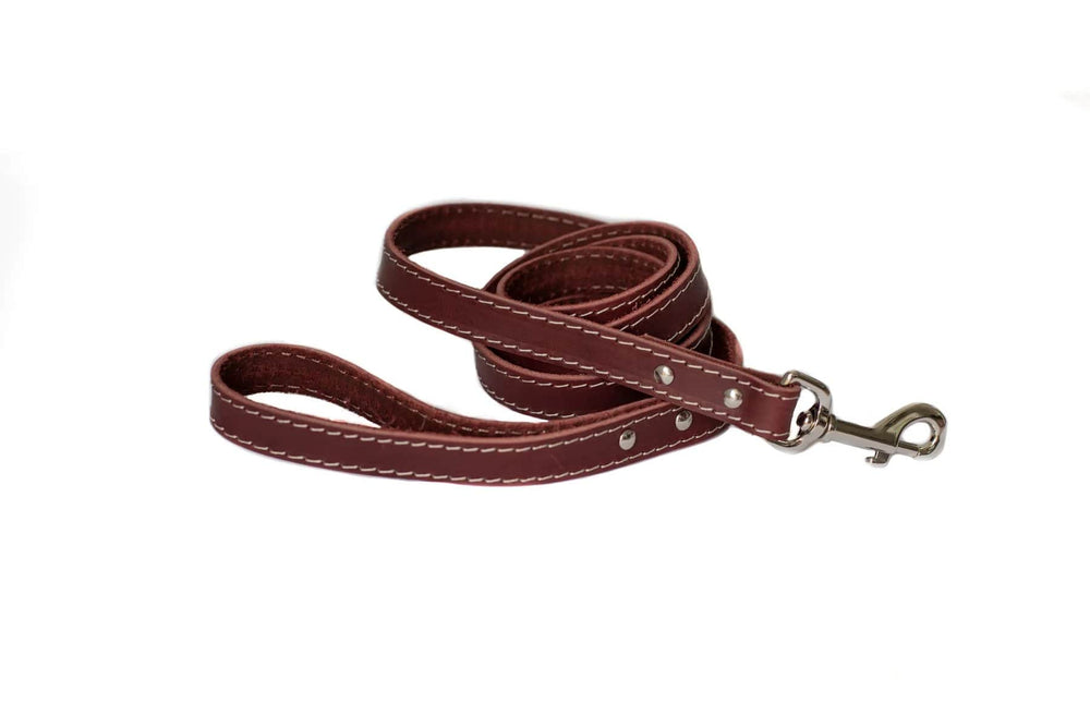 Eurodog Collar Soft Leather Dog Leash Very Soft Burgundy 