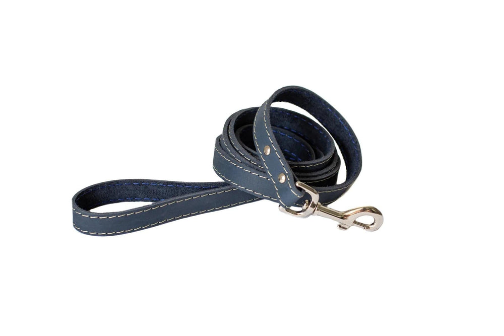 Eurodog Collar Soft Leather Dog Leash Very Soft Navy