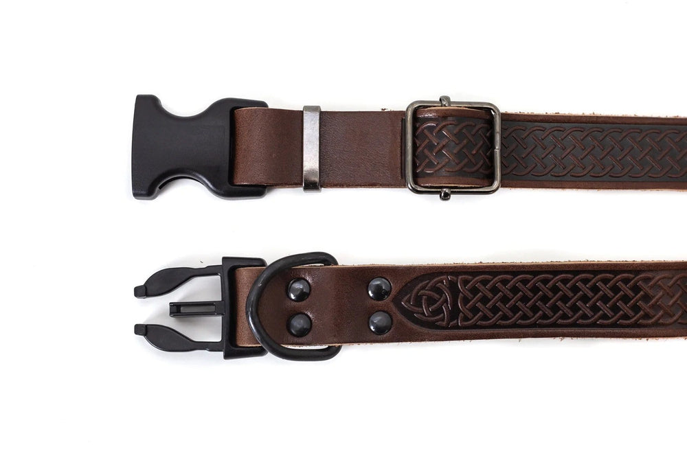 Eurodog Collars Celtic Sport Style Soft Leather Dog Collar Chocolate Buckle