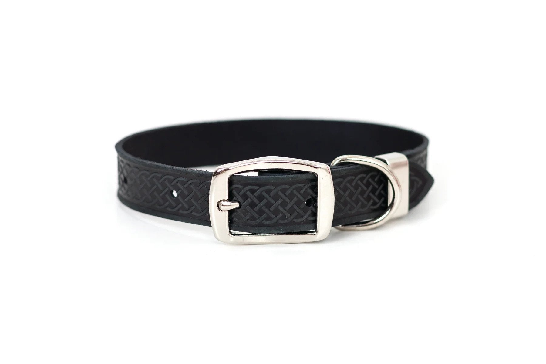 Eurodog Collars Celtic Style Luxury Leather Dog Collar Black