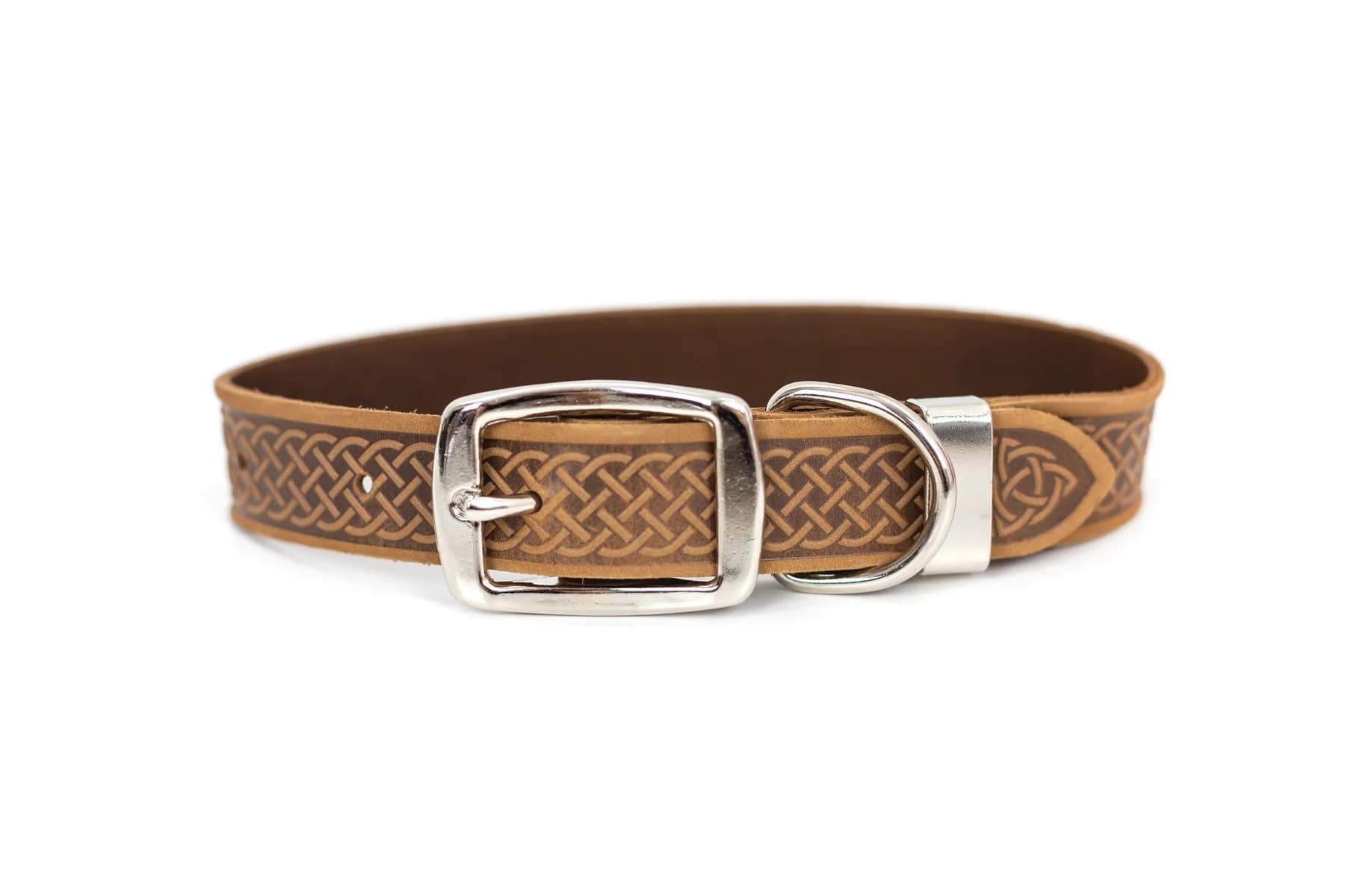 Eurodog Collars Celtic Style Luxury Leather Dog Collar Tan