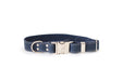 Eurodog Collars Soft Leather Metal Quick-Release Buckle Dog Collar Navy