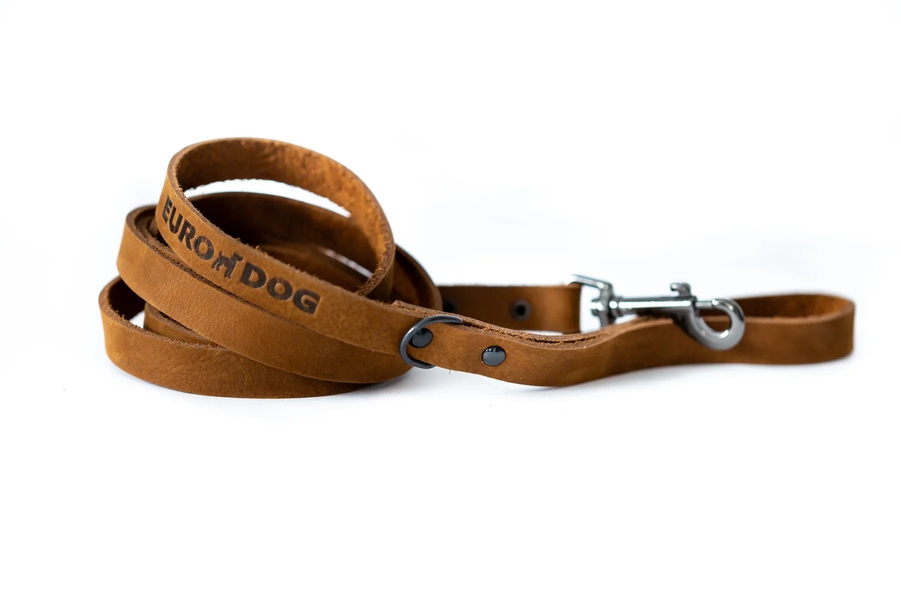 Eurodog Collars Soft Leather Sport Style Dog Leash Bark Brown Very Soft Leather