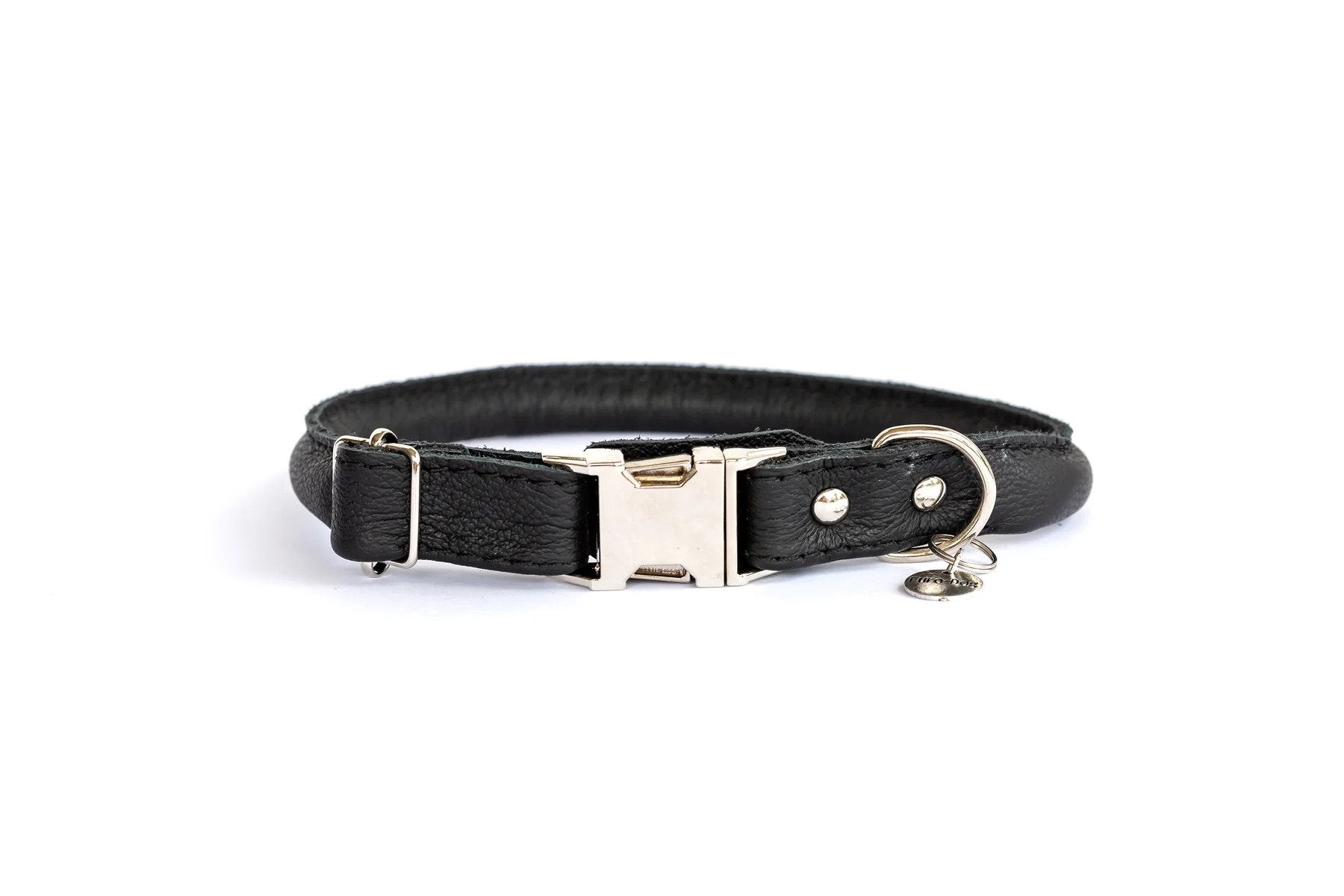 Eurodog Collars Soft Rolled Leather Quick Release Buckle Dog Collar Very Soft Black Leather