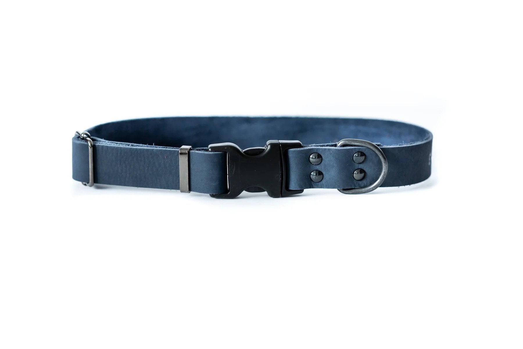 Eurodog Collars Sport Style Soft Leather Quick Release Buckle Dog Collar Navy Very Soft Leather
