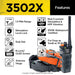 Fature overview of Dogtra 3502X Dual System 1.5 Mile 2 Dog Remote Trainer Expandable shows long range, waterproof build, dual-dog control, and adjustable stimulation levels