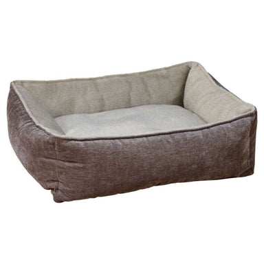 Fawn Bowsers B Lounge Dog Bed in fawn color with thick padding and supportive wraparound bolstered sides