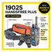 Feature overview highlights key parts and controls of Dogtra 1902S Handsfree Plus Boost & Lock Dog Remote Trainer, including dial, buttons, and collars