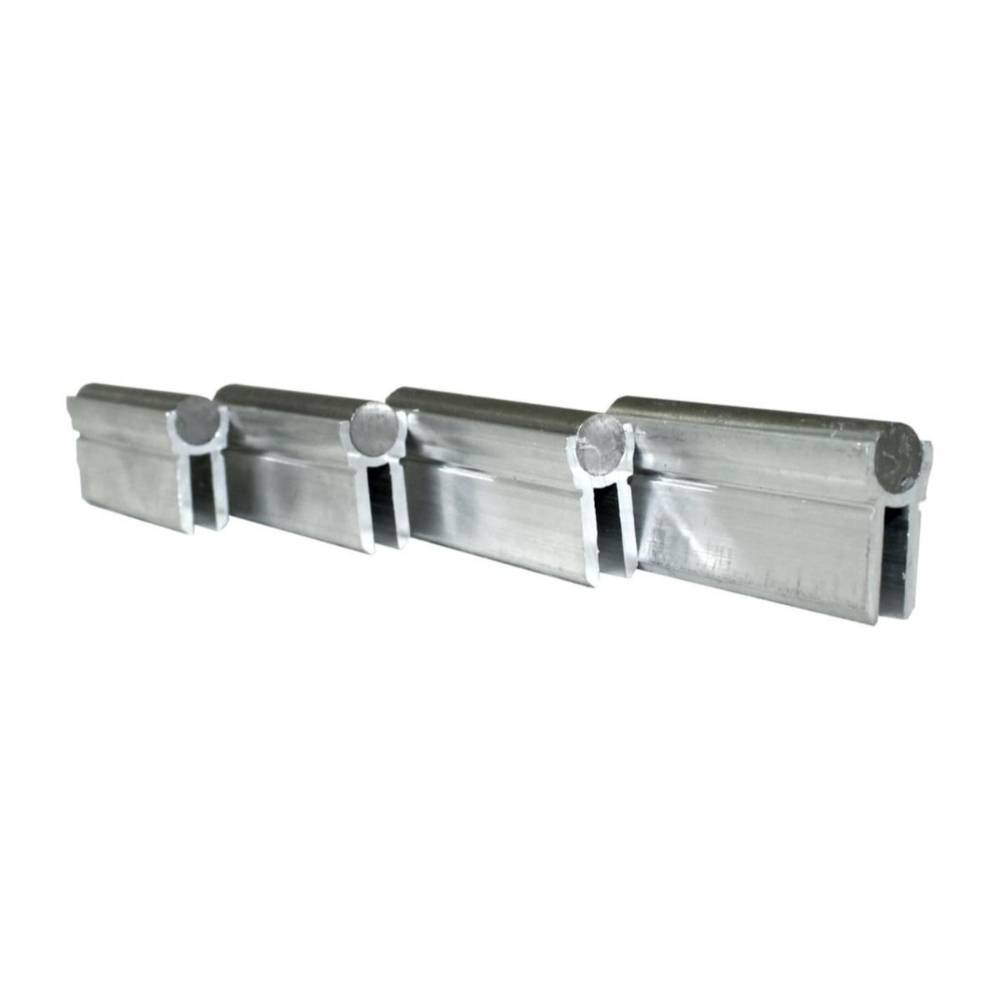 Four Security Boss Door Magnets made of shiny metallic material, arranged in a row, designed for securing doors with a strong magnetic hold