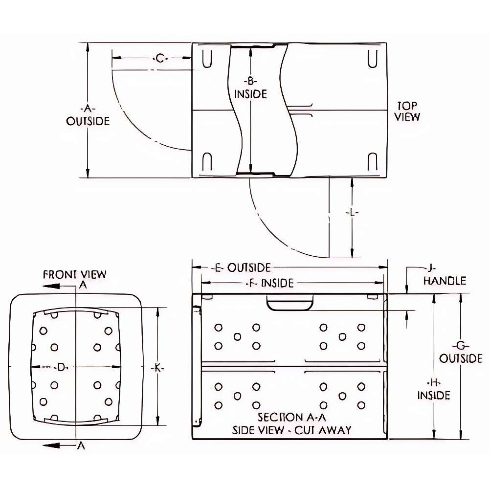 Front view drawing of Medium Dakota 283 G3 Framed Dog Kennel highlights the framed door and ventilation pattern