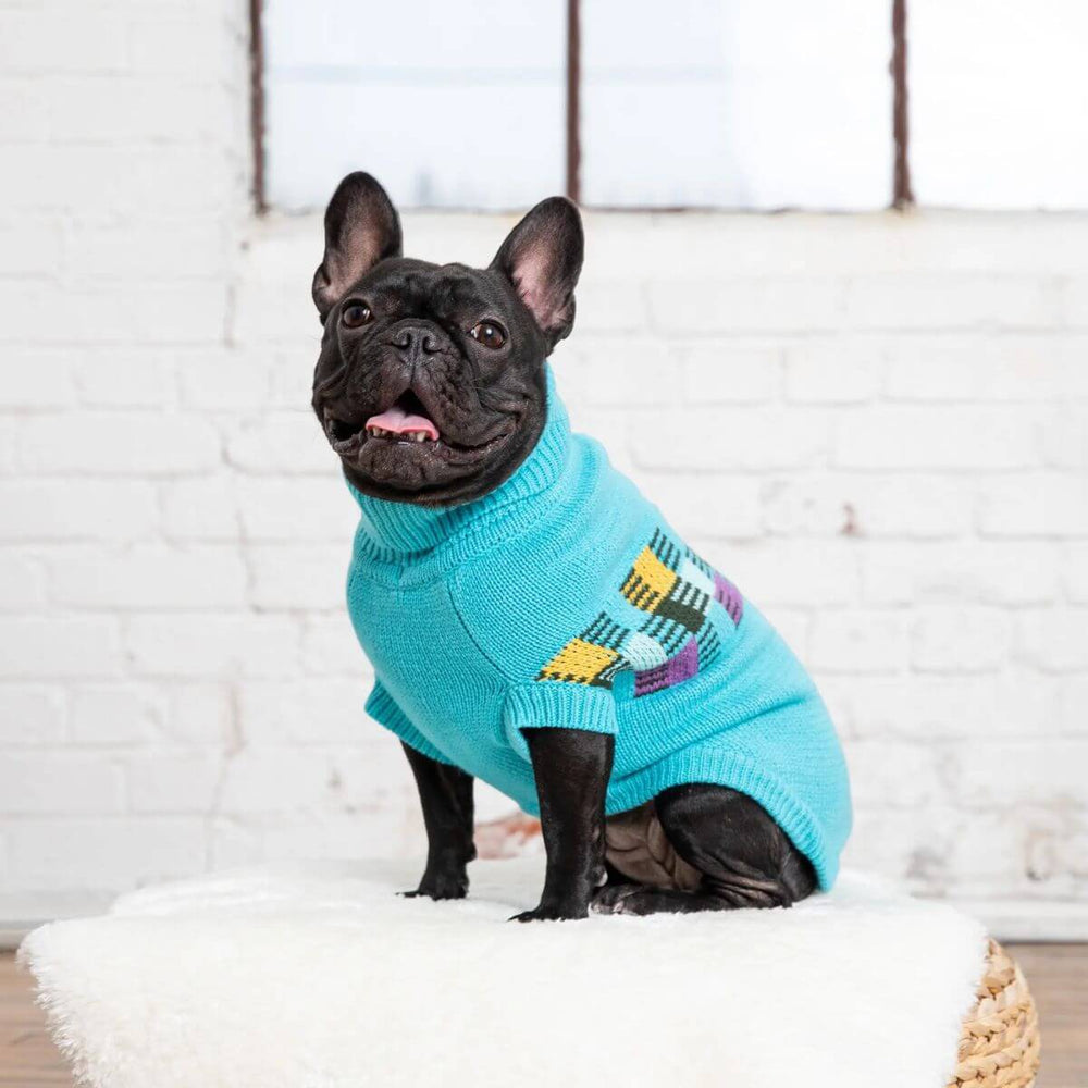 GF PET Winter Sailor Dog Sweater Aqua Blue Unisex Turtleneck