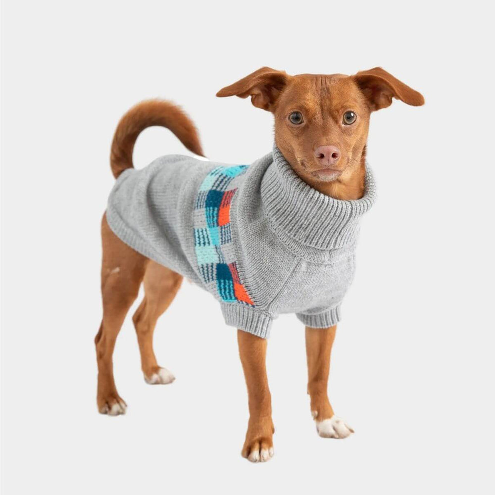 GF PET Winter Sailor Dog Sweater Grey Unique Retro Patchwork Design