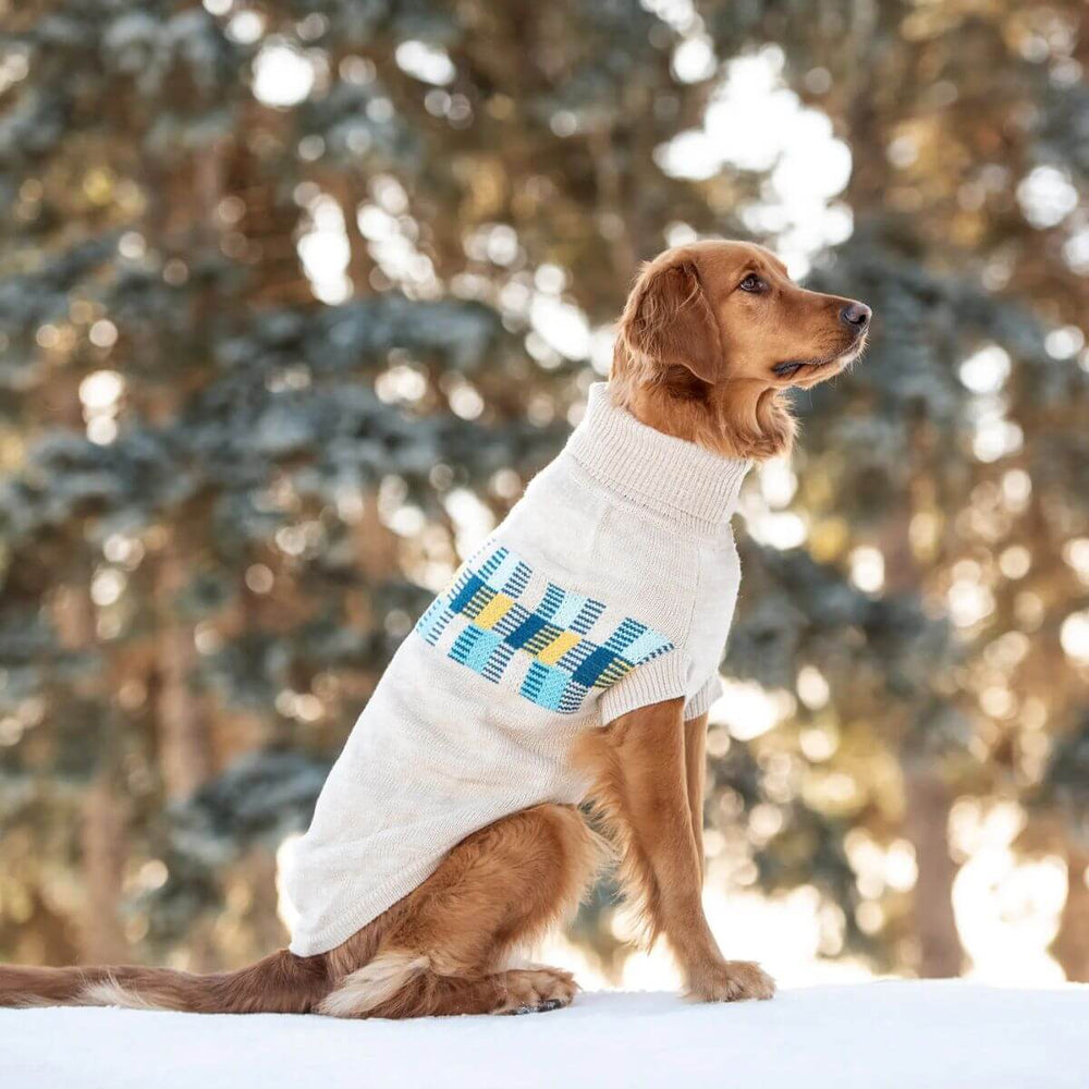 GF PET Winter Sailor Dog Sweater Oatmeal Unique Retro Patchwork 