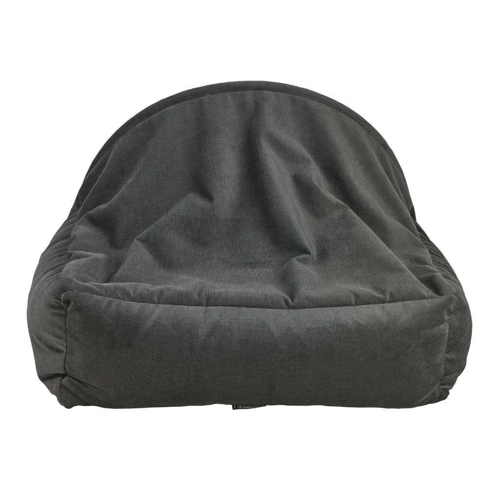 Galaxy Bowsers Canopy Dog Bed in dark gray shows the rounded back and full fabric-covered canopy design
