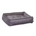 Gravel Bowsers Sterling Lounge Dog Bed in gray fabric has raised supportive sides and a soft quilted cushion for pets