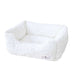 Hello Doggie Bella Dog Bed in a vintage white, luxurious, rectangular design with raised sides