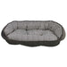 Herringbone Bowsers Crescent Reversible Dog Bed with a black and white herringbone interior and soft raised edges
