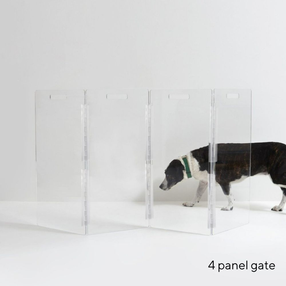 Hiddin Acrylic Freestanding Pet Gate Zig Zag 4 Panels