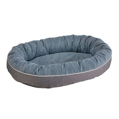 Horizon Bowsers Ovie Dog Bed featuring a cozy oval dog bed with blue cushioning and gray raised sides