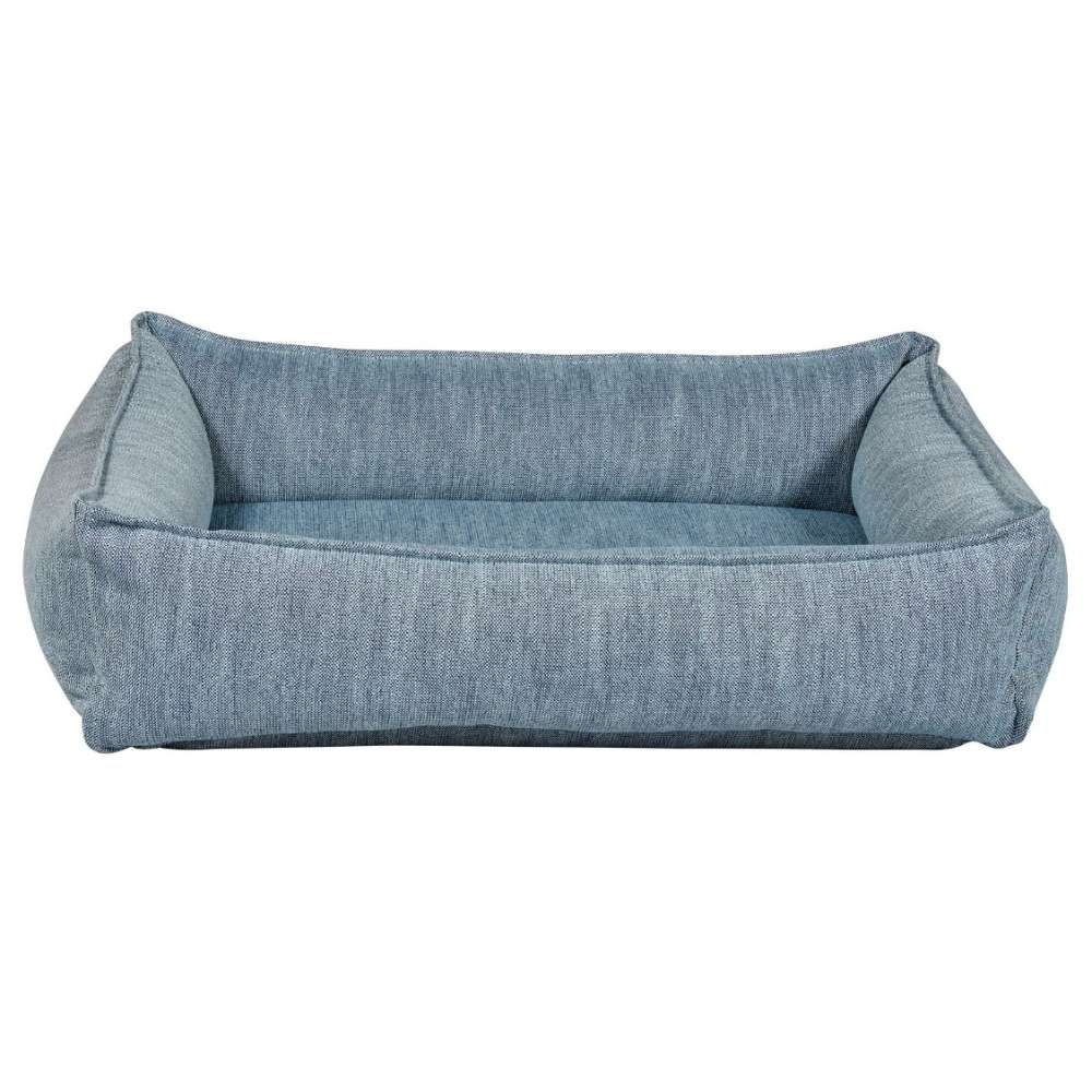 Horizon Bowsers Urban Lounger Dog Bed in soft blue fabric with supportive padded walls