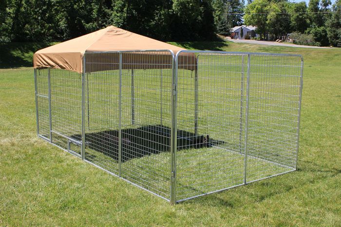 K9 Kennel Store Complete Galvanized PRO Kennel Front View