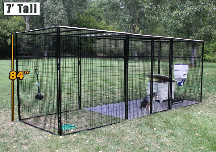 K9 Kennel Store Ultimate 7' Tall Powder Coated Wire Kennel Front View