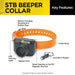 Labeled diagram of Dogtra STB Beeper Collar shows parts like the beeper horn, LED light, strap, and magnetic key