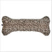 Leopard Bowsers Bumper Bone Pillow leopard print bone-shaped dog toy with a soft furry texture on a plain background