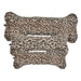 Leopard Bowsers Bumper Bone Pillow leopard print plush dog toys arranged together in three different sizes