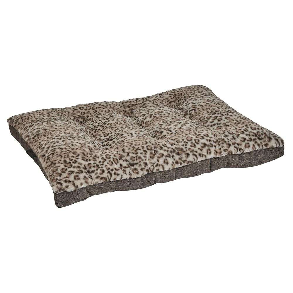 Leopard Bowsers Dream Futon Dog Bed in plush leopard print fabric with deep padding