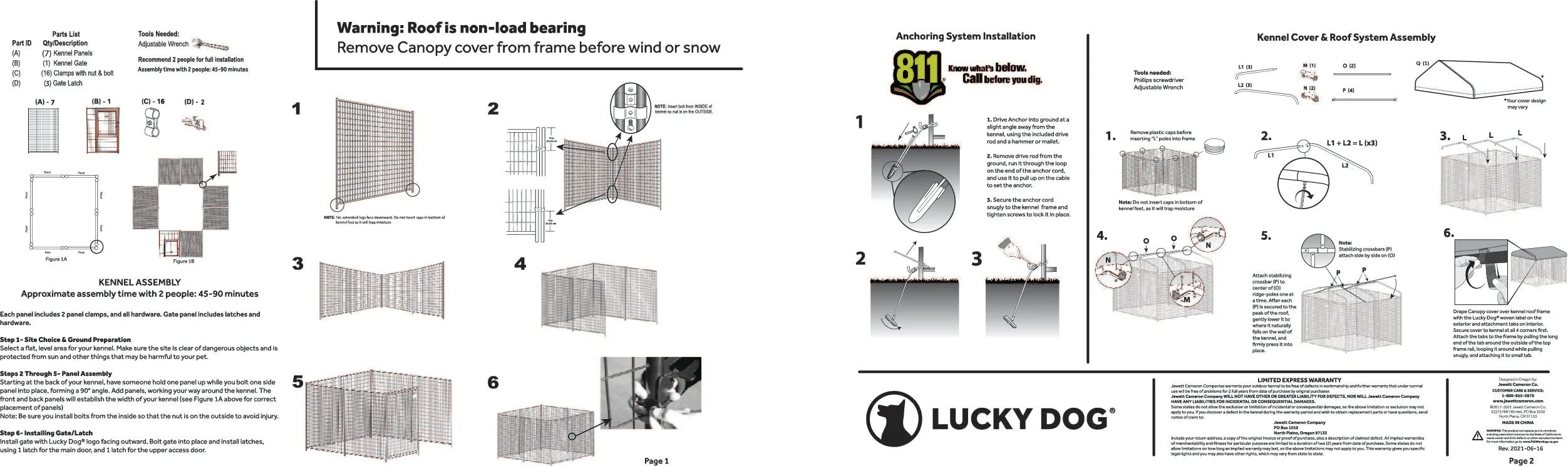 Lucky Dog® Executive Canopy Kennel Cover 8'x8' Frame Kit Instruction Guide