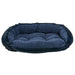 Majestic Blue Bowsers Crescent Reversible Dog Bed with rich blue fabric, plush sides, and thick tufted cushioning