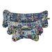 Mardi Gras Bowsers Bumper Bone Pillow multicolor woven dog toys arranged together in three soft bone-shaped sizes