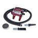 Maroon K-9 Mini Dog Dryer is a compact burgundy-colored pet grooming dryer equipped with a hose, nozzle attachments, and filter cover