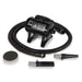 Matte Black K-9 Fluffer Dryer with a long hose and grooming accessories is shown neatly arranged on a white background