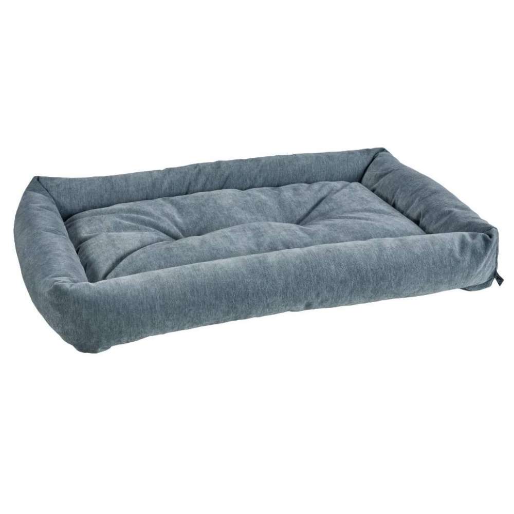 Mineral Bowsers Tango Multi Dog Bed in mineral blue features a plush tufted center with thick raised edges