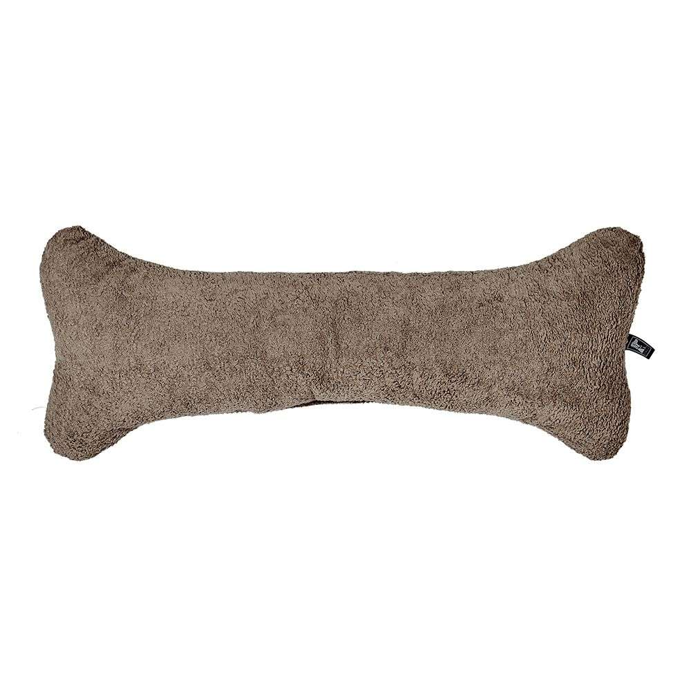 Mocha Bowsers Bumper Bone Pillow brown plush bone-shaped dog toy with a soft textured fabric on a plain background