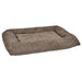 Mocha Bowsers Hugo Futon Dog Bed features soft brown fabric with thick padded edges and a cozy rectangular design