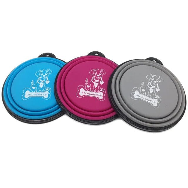 Mr. Peanut's 3 Pak XL (25oz) Collapsible Silicone Bowls with Color Matched Carabiner Clips Foldable Feature