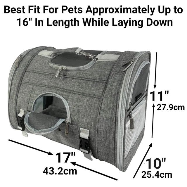 Mr. Peanut's Monterey Series Convertible Backpack Airline Capable Pet Carrier Dimensions