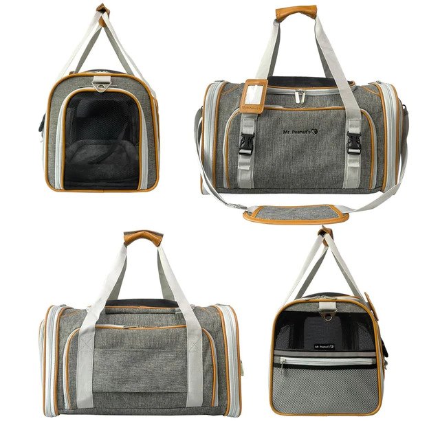 Mr. Peanut's Platinum Series Double Expandable Pet Carrier Front Back and Side View