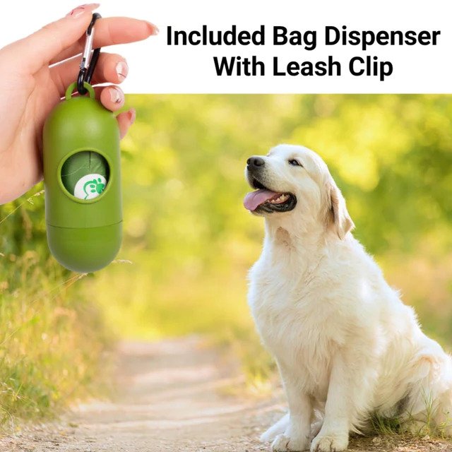 Mr. Peanut's XL Pooper Scooper Sized 13X11" BioDegradable BioPlastic Recycled Plant Based Waste Bags - 160 Count Bag Dispenser Included with Leash Cap