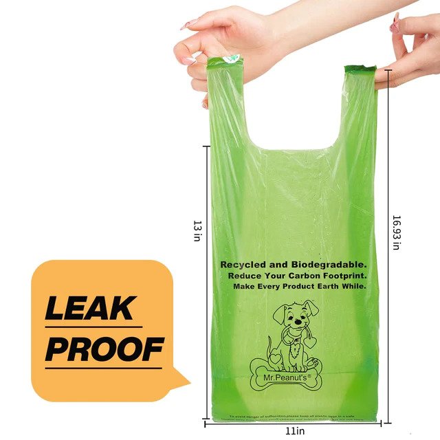 Mr. Peanut's XL Pooper Scooper Sized 13X11" BioDegradable BioPlastic Recycled Plant Based Waste Bags - 160 Count Leak Proof