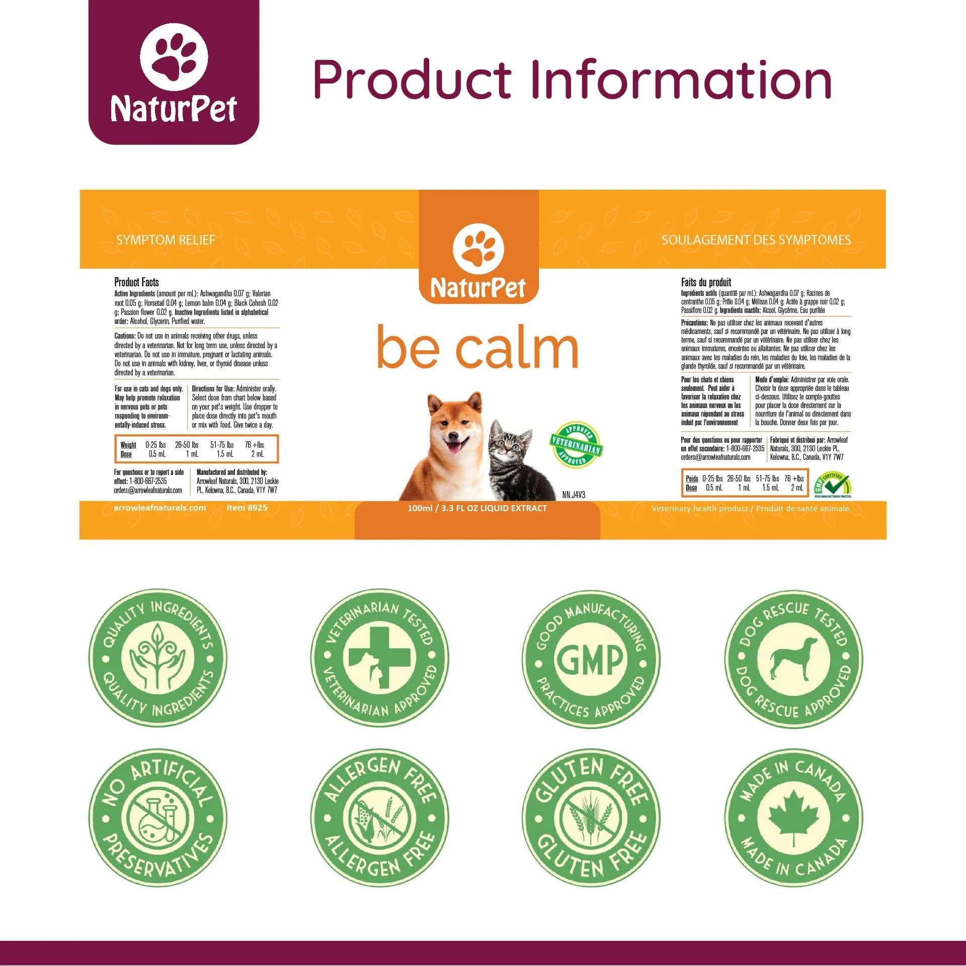NaturPet Be Calm - Soothe Your Stressed Pet Product Information