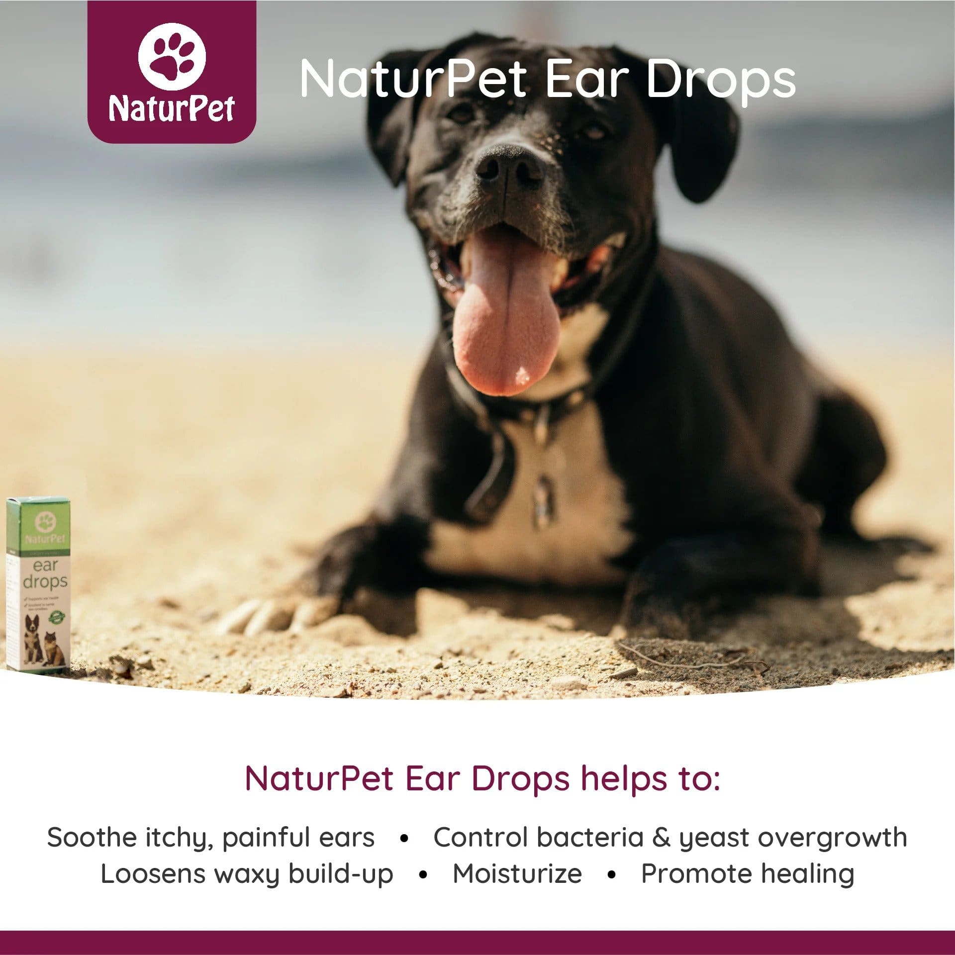 NaturPet Ear Drops - For Cleaning & Swimming Protection Benefits