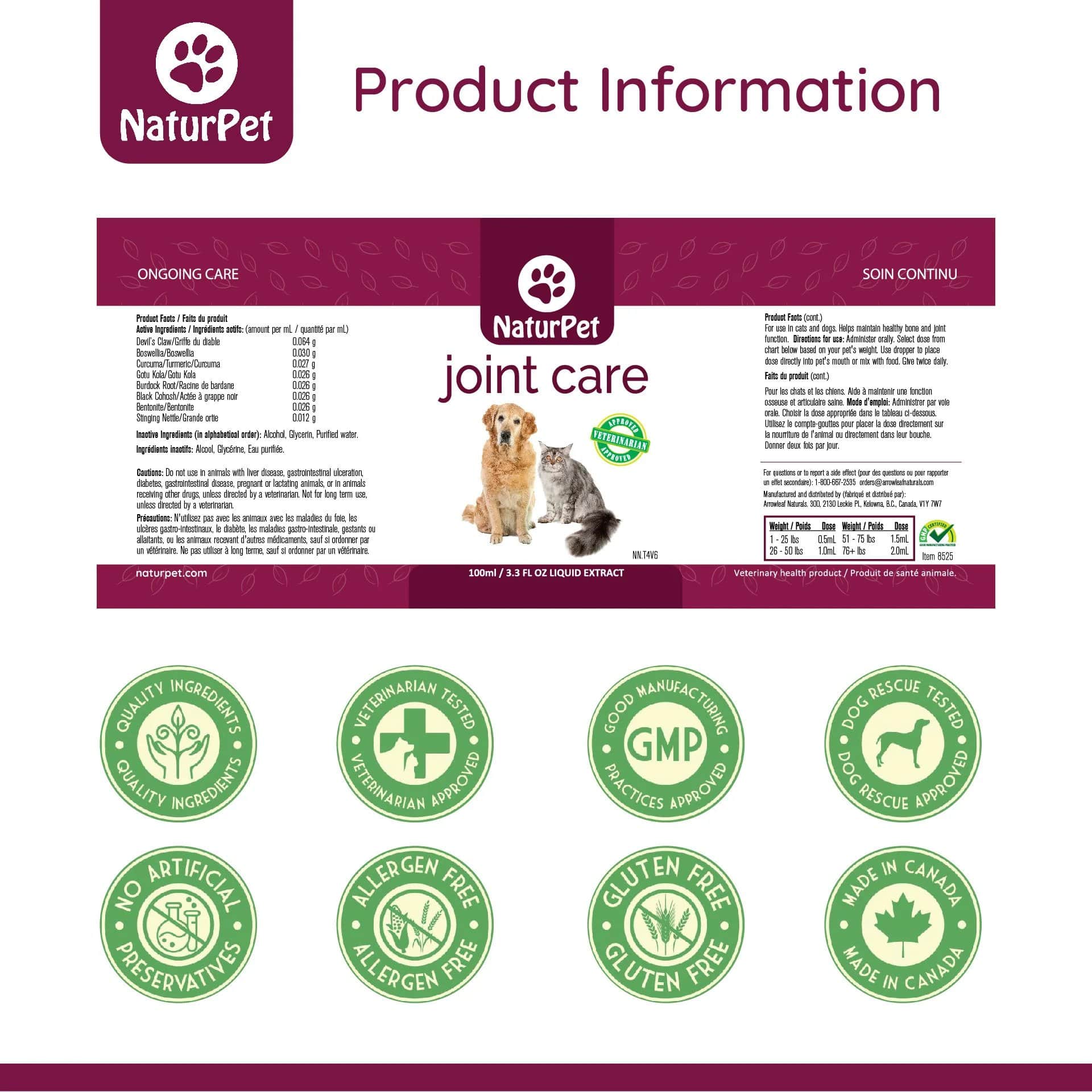 NaturPet Joint Care - For Mobility & Comfort Product Information