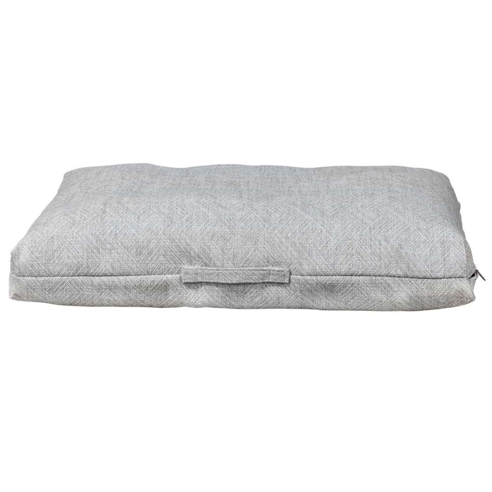 Natura Bowsers Avenue Dog Bed gray rectangular pet bed with thick cushioning and a front carry handle