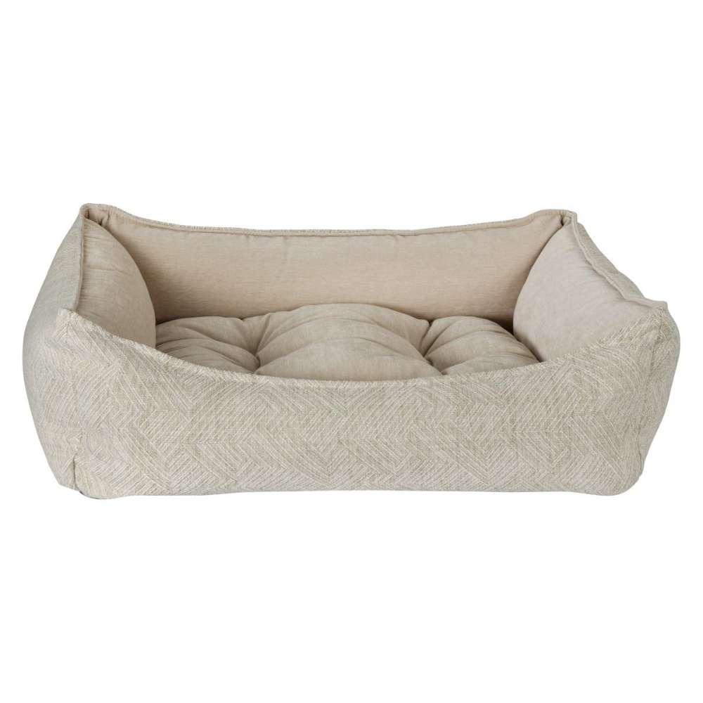 Natura Bowsers One Of A Kind Scoop Dog Bed is a light beige bed with a subtle textured fabric and a plush cushioned base