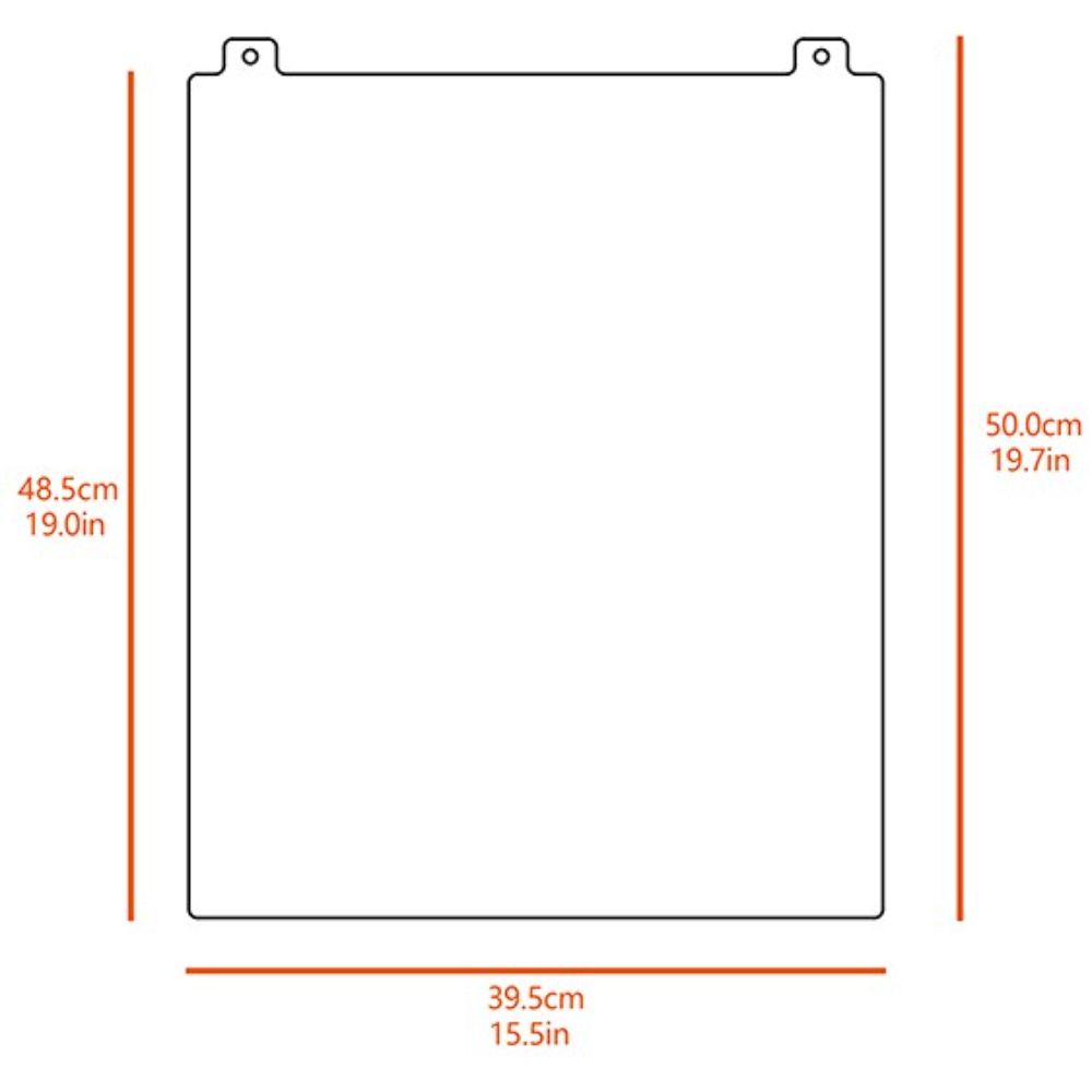 New Age Pet Vinyl Dog House Door Flap in Extra Large size, with measurements in centimeters and inches. The transparent doggy door flap is ideal for larger dogs needing extra protection