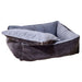 Otter Bowsers B Lounge Dog Bed in dark gray with a removable cushion partially lifted above the bed frame